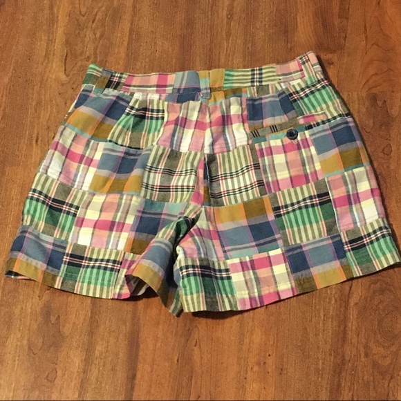 Vintage Lauren Ralph Lauren Madras Plaid Patch Shorts 0 - Picture 2 of 7